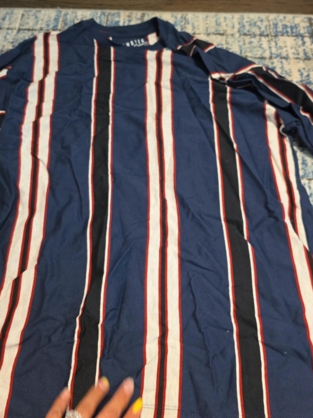 Striped Navy Long-Sleeve Shirt - Unbranded